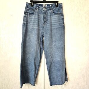 Kensie True Vintage Womens 8 Jeans Blue Denim Wide Leg Cropped Baggy Split Hem